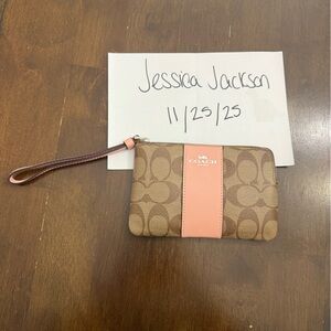 Coach SV Khaki and Petal Wristlet
